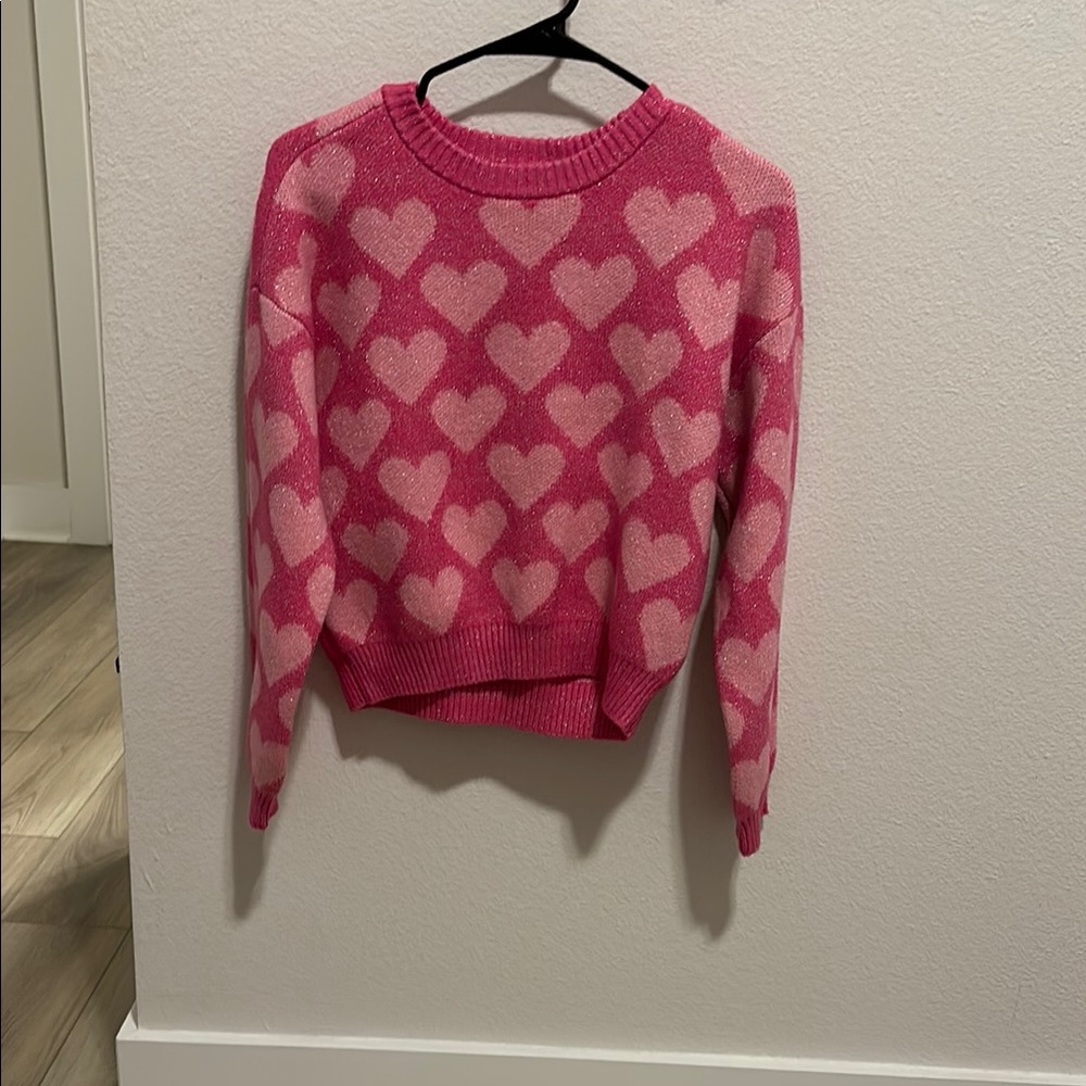 Old Navy Pink Knit Heart Sweater